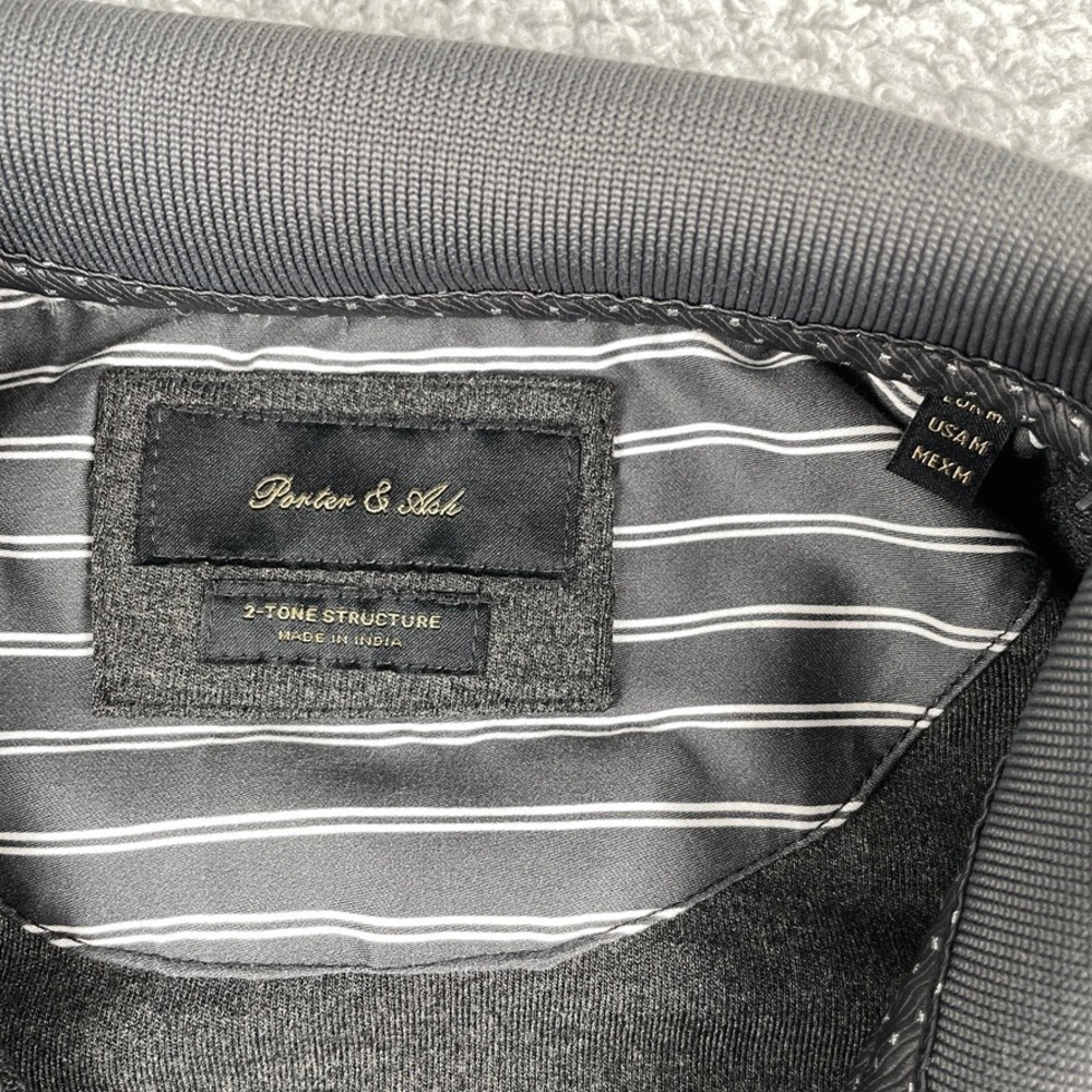 Porter & Ash Pullover Sweater Men's M Gray 2-Tone Collar Lightweight Quarter Zip - Picture 3 of 8